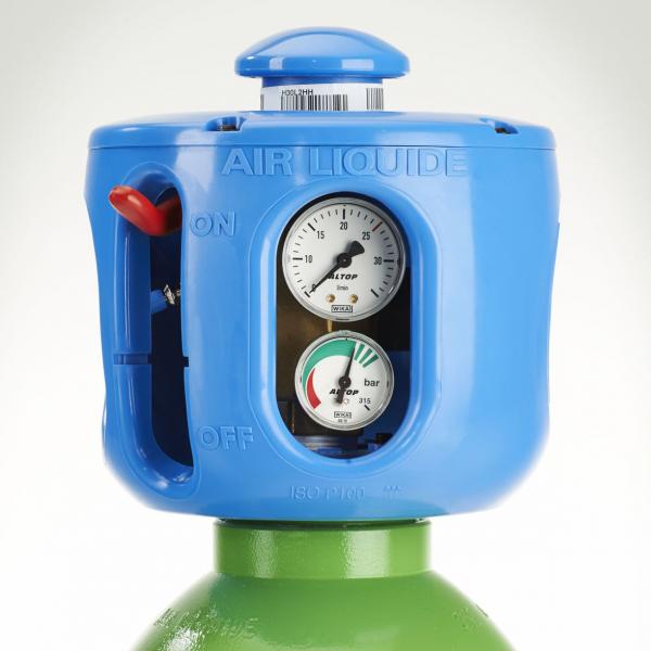 Altop är Air Liquides gasflaska med inbyggd regulator